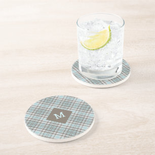 Custom Monogram Plaid / Tartan Pattern Coaster
