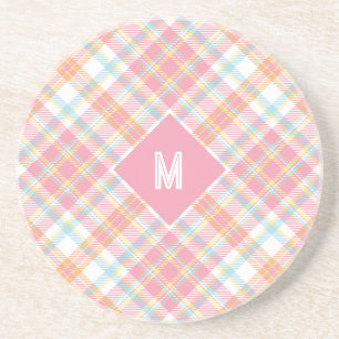Custom Monogram Plaid / Tartan Pattern Coaster