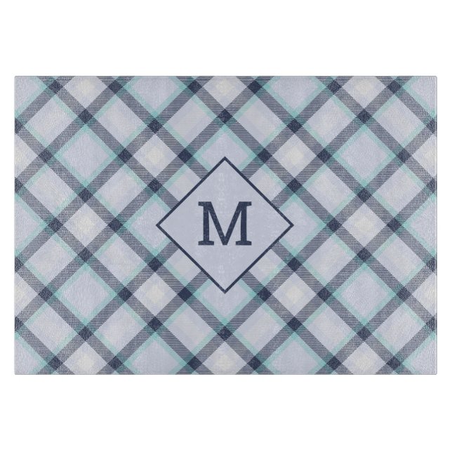 Custom Monogram Plaid / Tartan Pattern Cutting Board (Front)