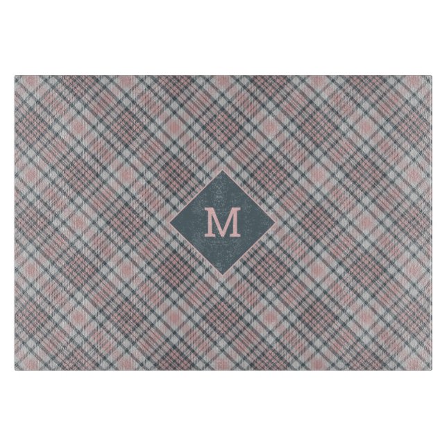 Custom Monogram Plaid / Tartan Pattern Cutting Board (Front)
