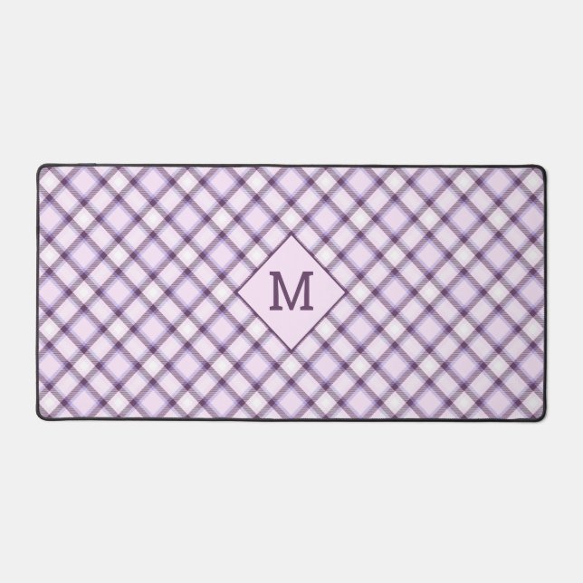 Custom Monogram Plaid / Tartan Pattern Desk Mat (Front)