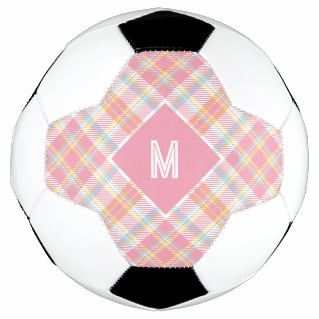 Custom Monogram Plaid / Tartan Pattern Football (Front)