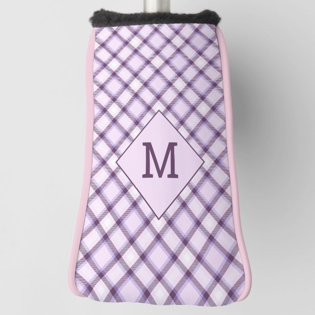Custom Monogram Plaid / Tartan Pattern Golf Head Cover (Rotate 90)