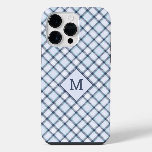 Custom Monogram Plaid / Tartan Pattern iPhone Case (Back)
