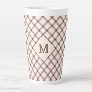 Custom Monogram Plaid / Tartan Pattern Latte Mug