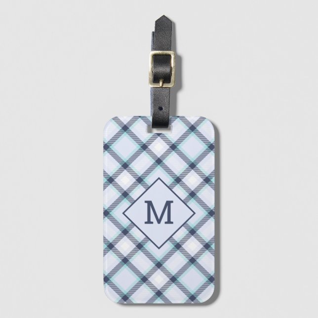 Custom Monogram Plaid / Tartan Pattern Luggage Tag (Front Vertical)