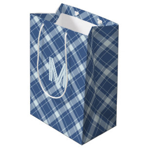 Custom Monogram Plaid / Tartan Pattern Medium Gift Bag