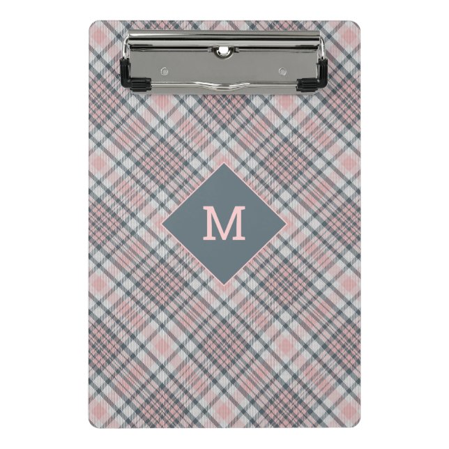 Custom Monogram Plaid / Tartan Pattern Mini Clipboard (Front)