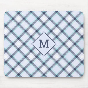 Custom Monogram Plaid / Tartan Pattern Mouse Mat