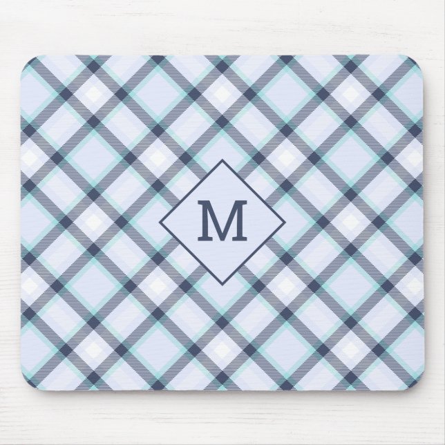 Custom Monogram Plaid / Tartan Pattern Mouse Mat (Front)