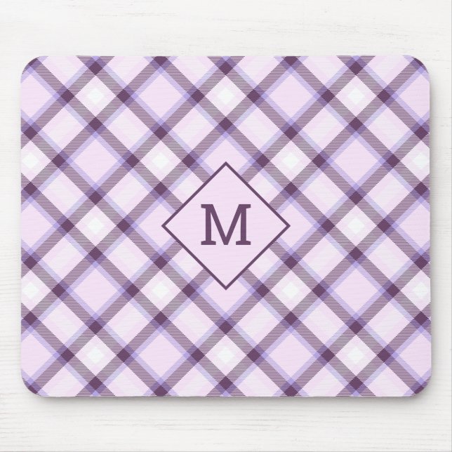 Custom Monogram Plaid / Tartan Pattern Mouse Mat (Front)