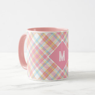 Custom Monogram Plaid / Tartan Pattern Mug