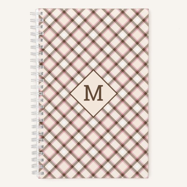 Custom Monogram Plaid / Tartan Pattern Notebook (Front)