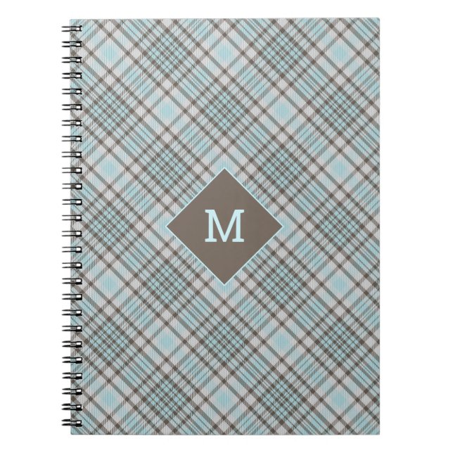 Custom Monogram Plaid / Tartan Pattern Notebook (Front)