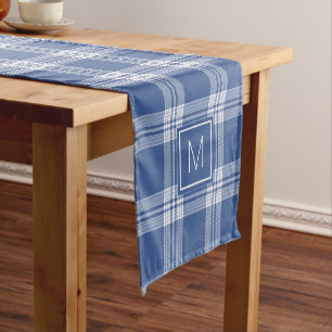 Custom Monogram Plaid / Tartan Pattern Short Table Runner