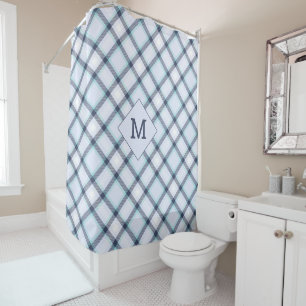 Custom Monogram Plaid / Tartan Pattern Shower Curtain