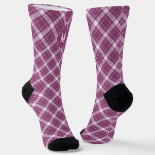 Custom Monogram Plaid / Tartan Pattern Socks