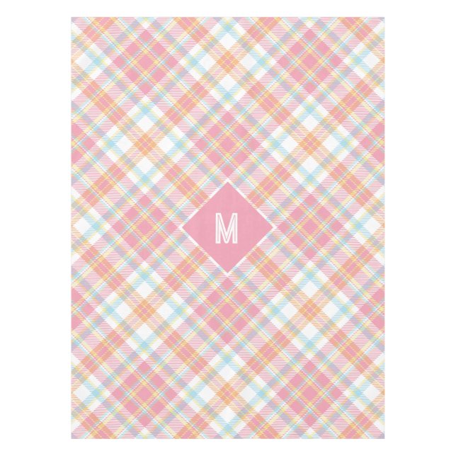 Custom Monogram Plaid / Tartan Pattern Tablecloth (Front)