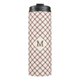 Custom Monogram Plaid / Tartan Pattern Thermal Tumbler