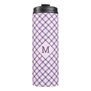 Custom Monogram Plaid / Tartan Pattern Thermal Tumbler