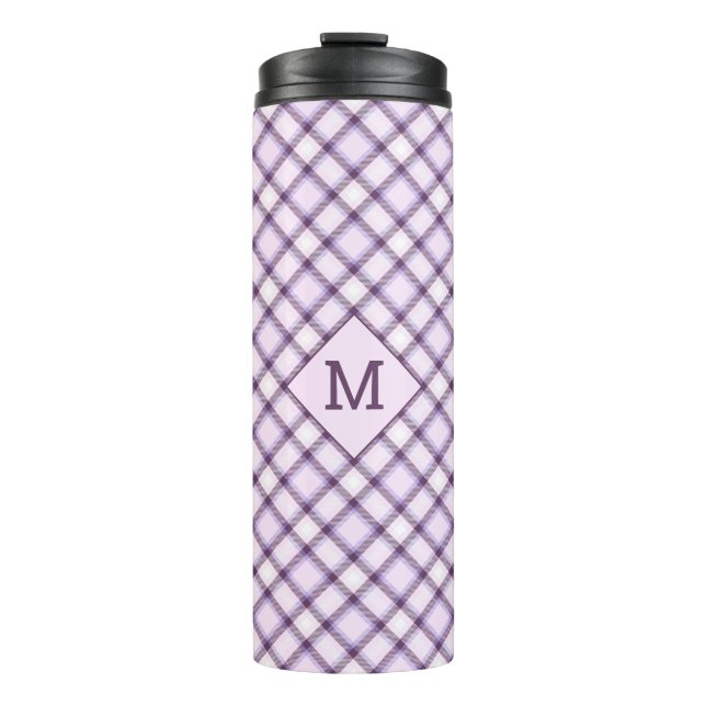 Custom Monogram Plaid / Tartan Pattern Thermal Tumbler (Front)