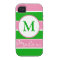 Custom Monogram Preppy Stripe iPhone 4/4S Case