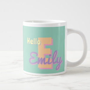 Custom monogram – purple, blue & Peach Large Coffee Mug