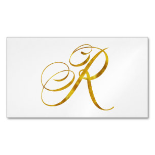 Custom Monogram R Faux Gold Foil Monograms Initial Magnetic Business Card