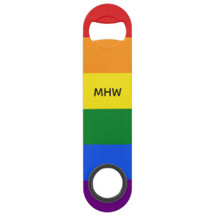 Custom monogram Rainbow Flag bottle opener