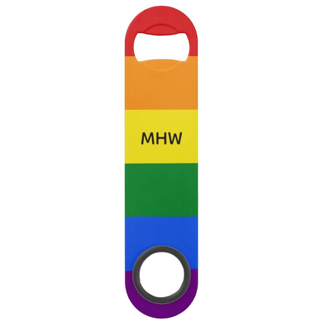 Custom monogram Rainbow Flag bottle opener (Back)