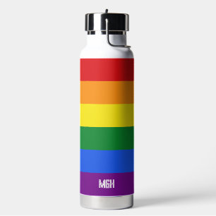 Custom Monogram Rainbow Flag Water Bottle