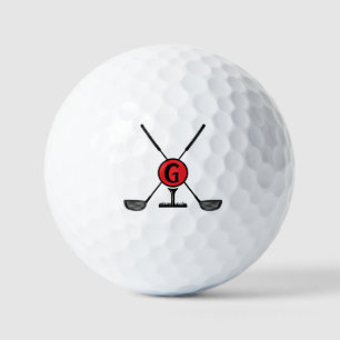 Custom Monogram red modern Golf Balls