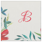 Custom Monogram Red Poppies Cotton Fabric by Yard