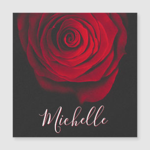 Custom monogram red rose vintage photograph black