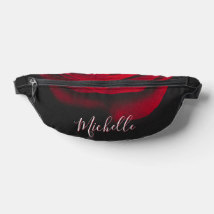 Custom monogram red rose vintage photograph black bum bags