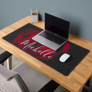 Custom monogram red rose vintage photograph desk mat