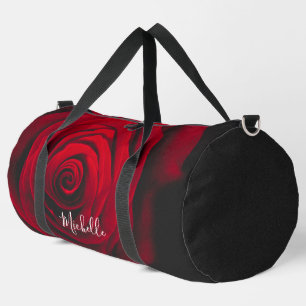 Custom monogram red rose vintage photograph duffle bag