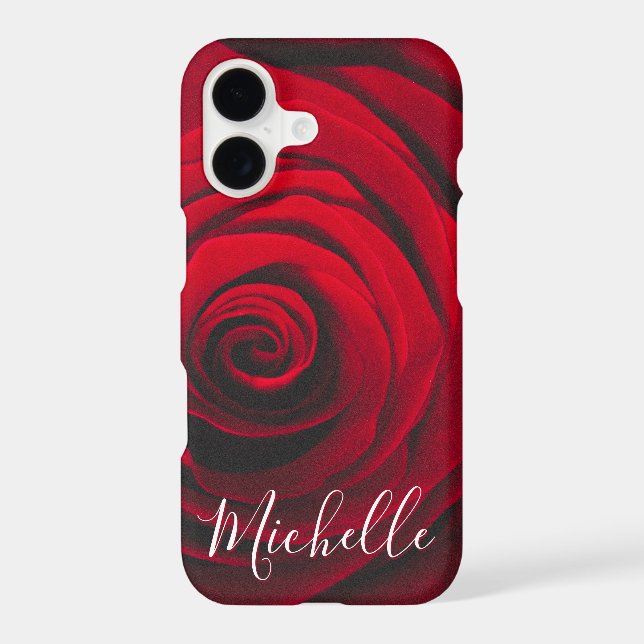 Custom monogram red rose vintage photograph iPhone case (Back)