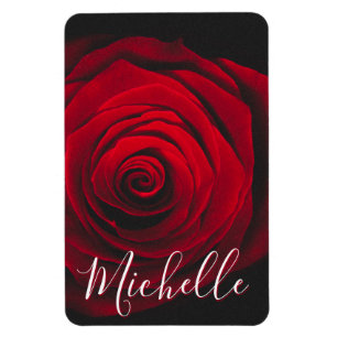Custom monogram red rose vintage photograph magnet