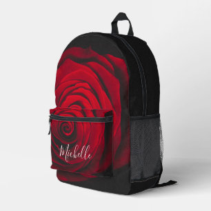 Custom monogram red rose vintage photograph printed backpack