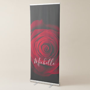 Custom monogram red rose vintage photograph  retractable banner