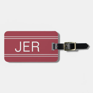 Custom Monogram Red Simple Template Modern Travel Luggage Tag