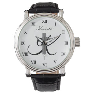 Custom monogram religious cross watch gift for men