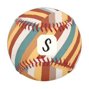 Custom Monogram Retro 70s Geometric Baseball