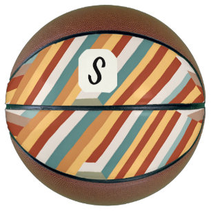 Custom Monogram Retro 70s Geometric Basketball