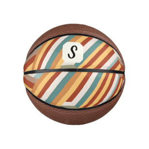 Custom Monogram Retro 70s Geometric  Mini Basketball