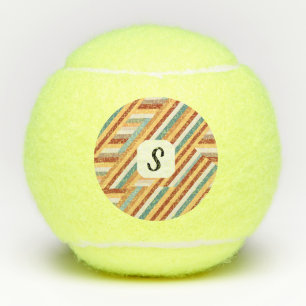 Custom Monogram Retro 70s Geometric Tennis Balls