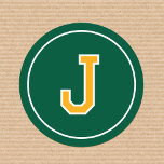 Custom Monogram Retro Bold Green Yellow Classic Round Sticker<br><div class="desc">Create your own custom stickers with this sports jersey-style design. A circle-shaped template, personalised with a monogram initial in a retro block font. You can also customise the background colour by using the design editor tool. Monogram stickers are a great addition to your gift wrap, mailing envelopes, party favours, and...</div>