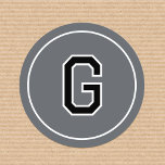 Custom Monogram Retro Bold Grey Black Classic Round Sticker<br><div class="desc">Create your own custom stickers with this sports jersey-style design. A circle-shaped template, personalised with a monogram initial in a retro block font. You can also customise the background colour by using the design editor tool. Monogram stickers are a great addition to your gift wrap, mailing envelopes, party favours, and...</div>