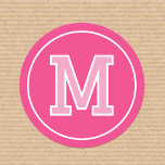 Custom Monogram Retro Bold Pink Classic Round Sticker<br><div class="desc">Create your own custom stickers with this sports jersey-style design. A circle-shaped template, personalised with a monogram initial in a retro block font. You can also customise the 'background' colour by using the 'Edit using design tool' feature. Monogram stickers are a great addition to your gift wrap, mailing envelopes, party...</div>